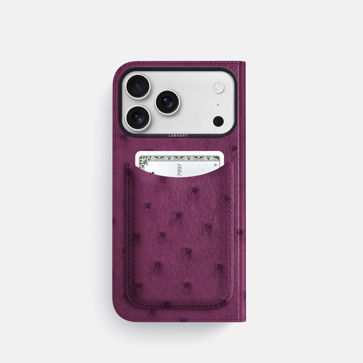 Folio Case with Card For iPhone 18 Pro In Ostrich -3 | Purple-Black