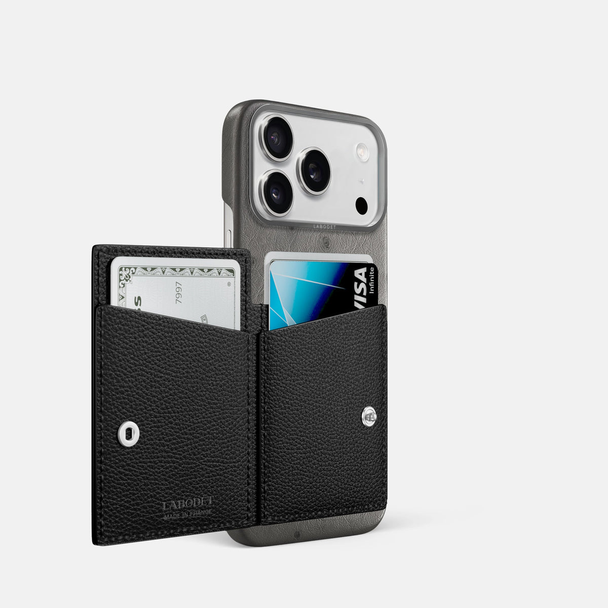 Bi-Fold Case For iPhone 18 Pro In Ostrich -2 | Grey-Steel