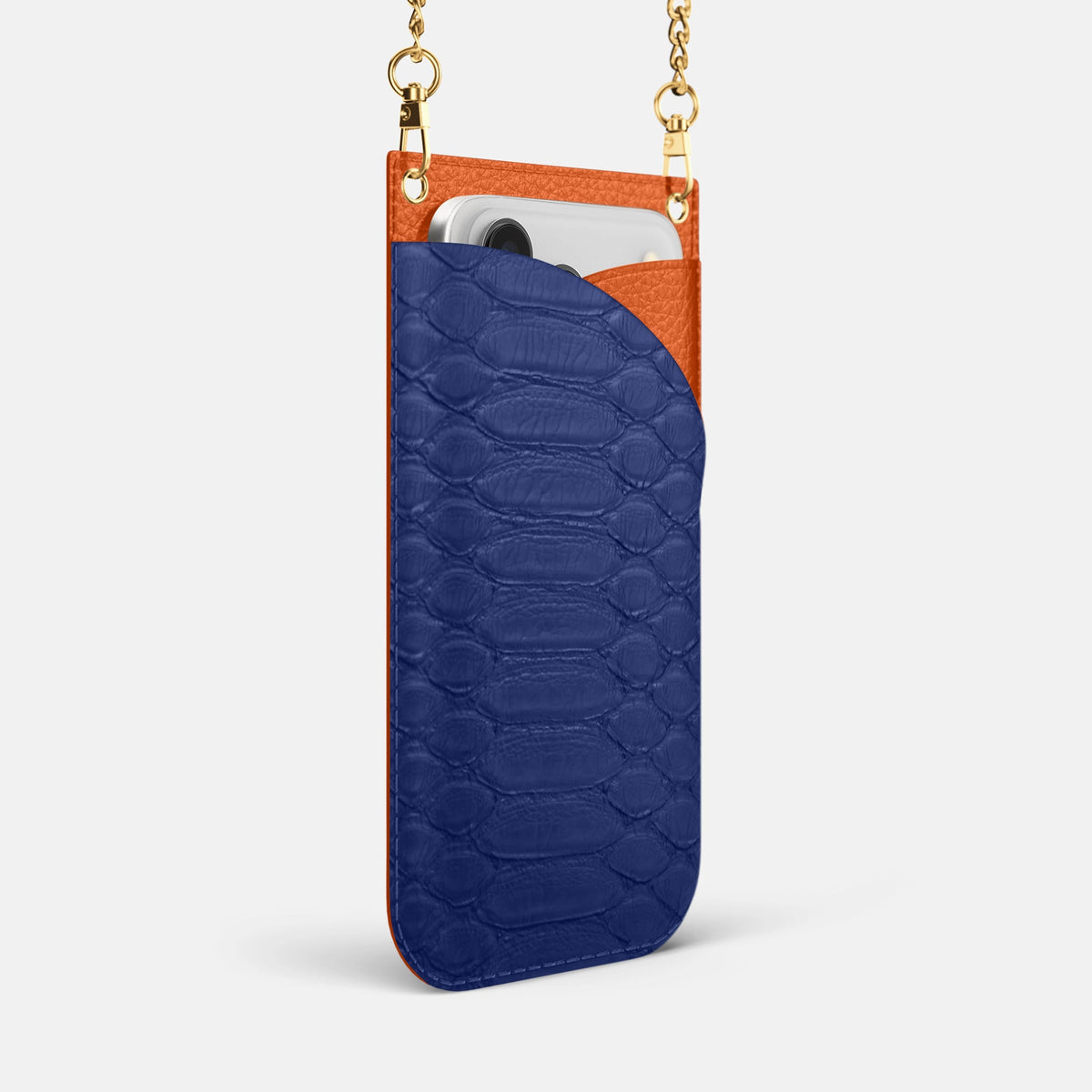 Crossbody Bag For iPhone 18 Pro Max In Python -2 | Royal-Blue-Gold