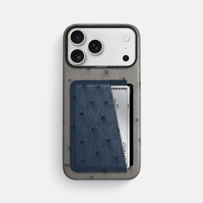 Double Card Case Coloré For iPhone 17 Pro Max In Ostrich -1 | Grey-Black