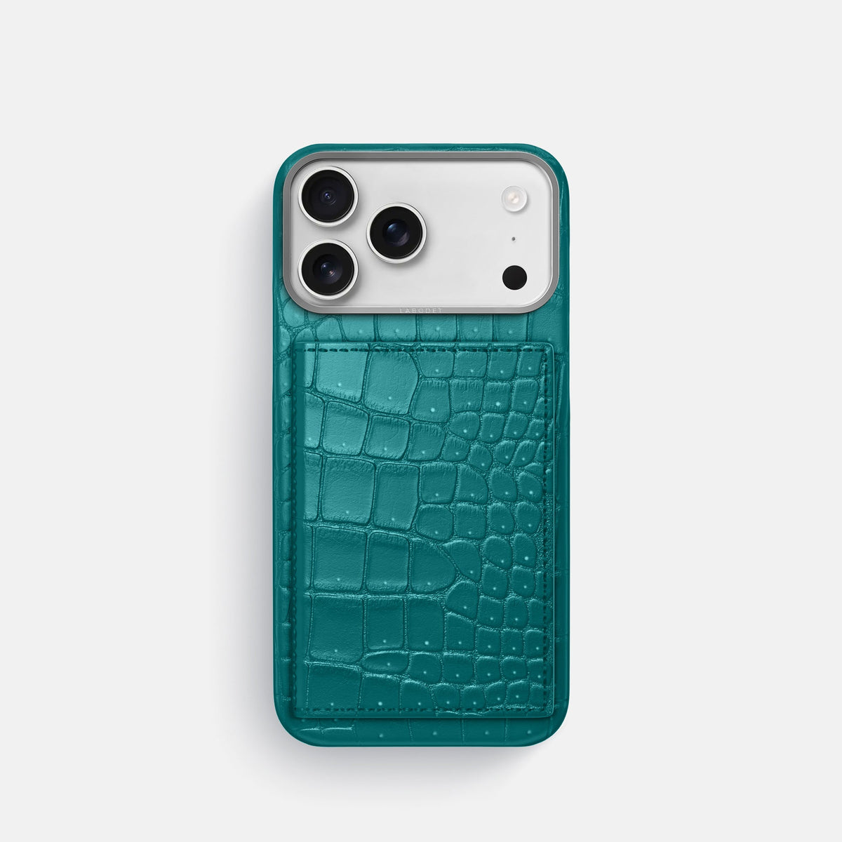 Bi-Fold Case For iPhone 18 Pro In Porosus Crocodile -1 | Celadon-Steel
