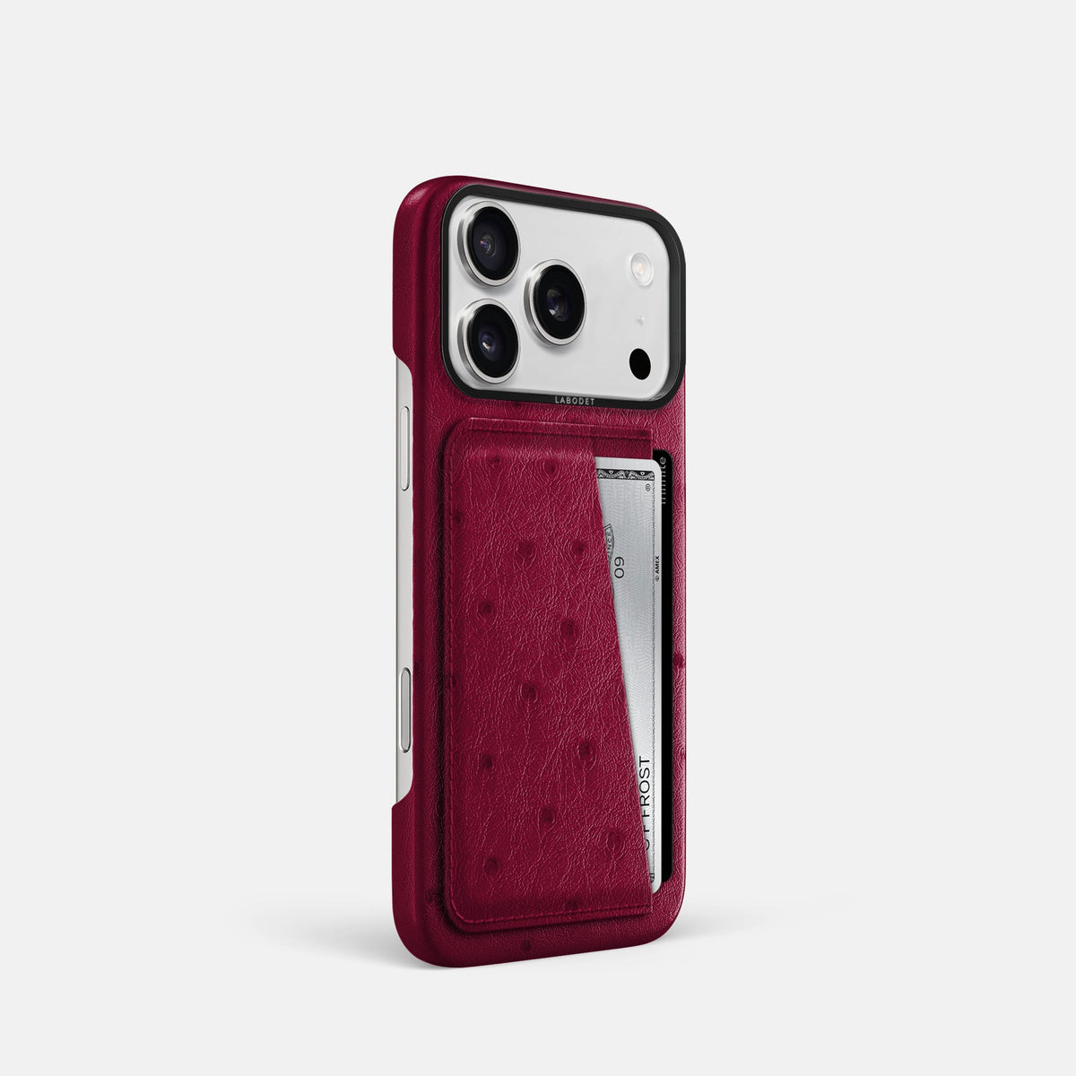 Double Card Case For iPhone 18 Pro In Ostrich -2 | Bordeaux-Black