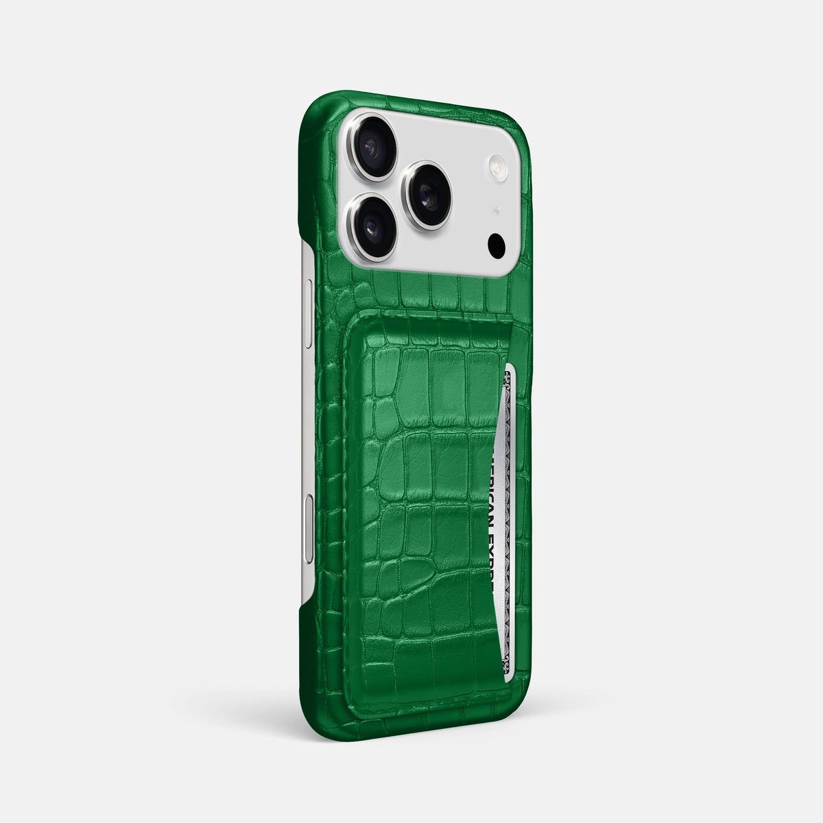 Slim Card Case For iPhone 18 Pro Max In Alligator -2 | Forest-Green