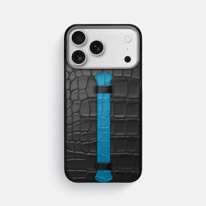 Center Handle Coloré For iPhone 18 Pro Max In Alligator -1 | Black-Steel