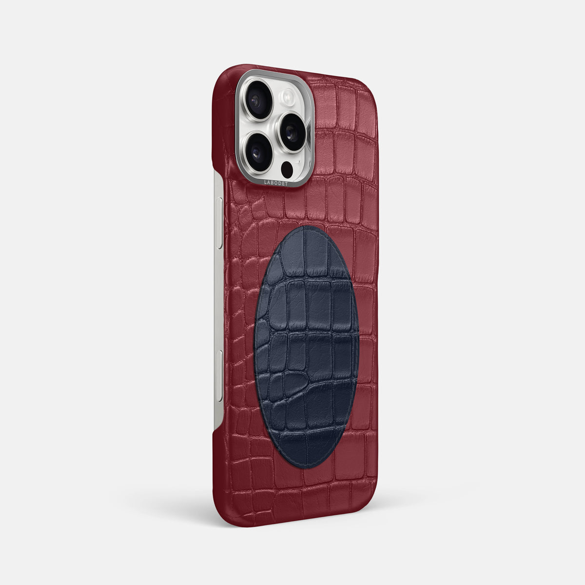 Classic Case With Oval For iPhone 16 Pro Max In Alligator -2 | Burgundy-Steel
