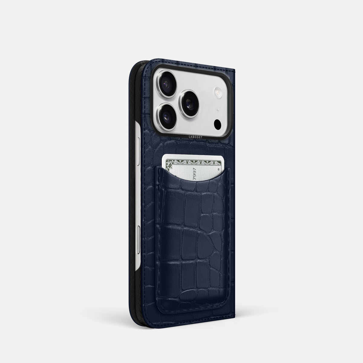 Folio Case with Card For iPhone 17 Pro In Alligator -1 | Navy-Blue-Black