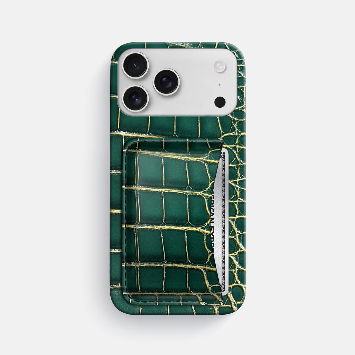 Slim Card Case For iPhone 18 Pro Max In Patina Alligator -1 | Cambridge
