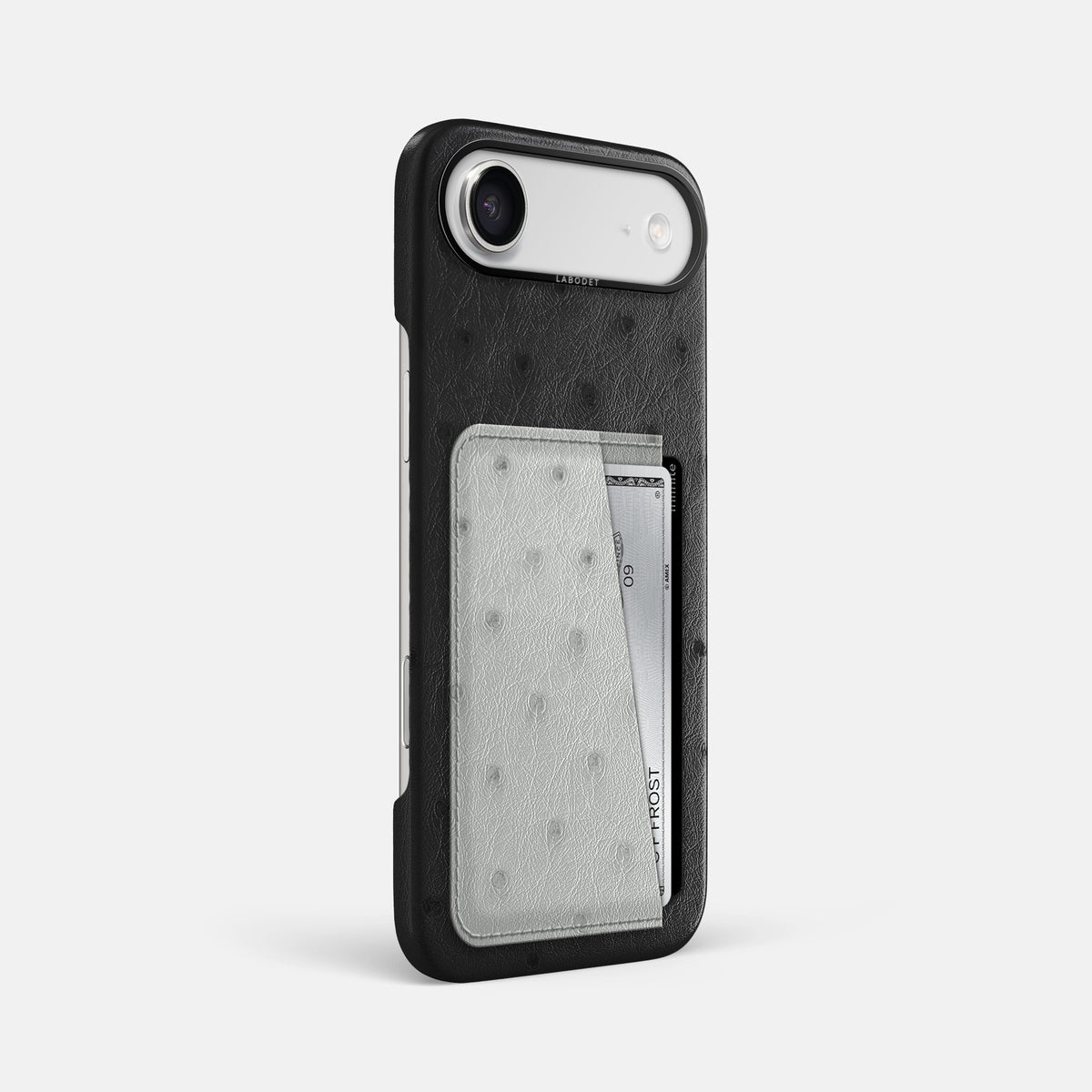 Double Card Case Coloré For iPhone 17 Air In Ostrich -2 | Black-Black