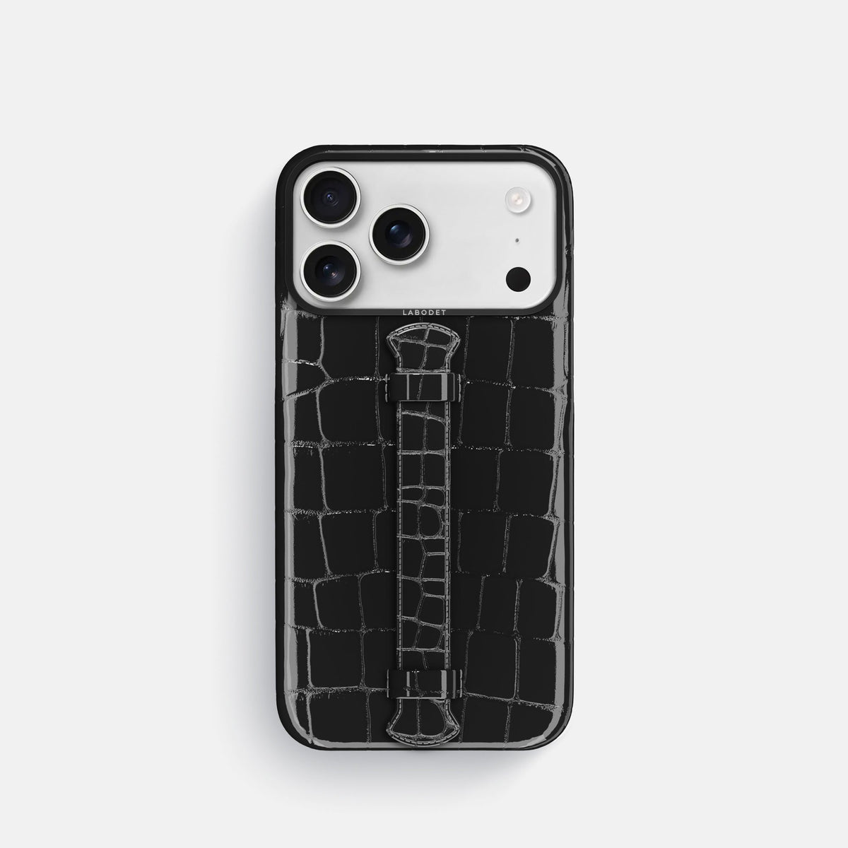Center Handle For iPhone 18 Pro In Shiny Alligator -1 | Black-Black
