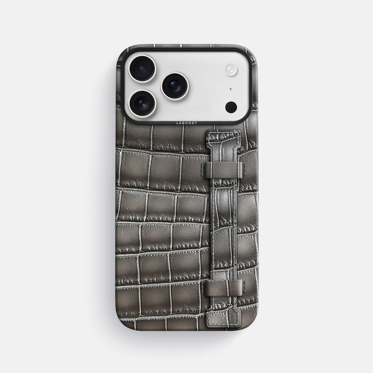 Handle Case For iPhone 18 Pro Max In Patina Alligator -1 | Grey-Black
