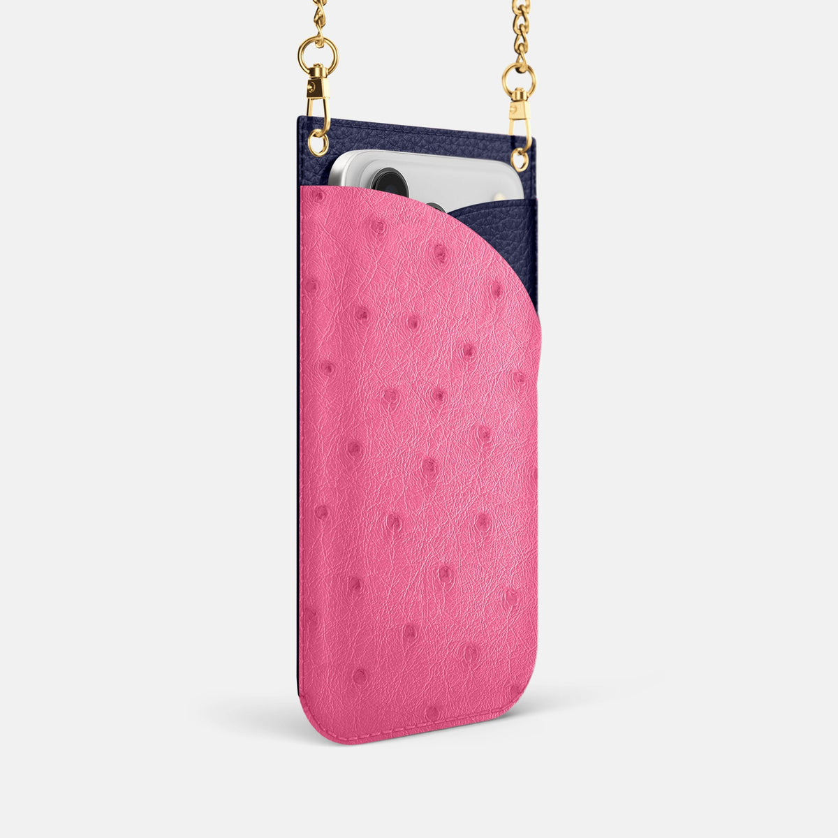 Crossbody Bag For iPhone 18 Pro In Ostrich -2 | Pink-Gold