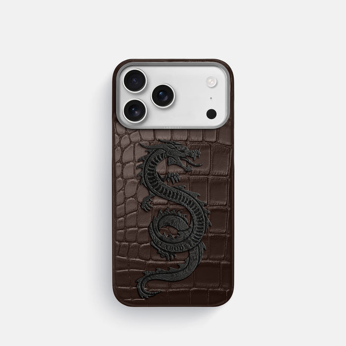 Classic Case With Carbon Dragon For iPhone 17 Pro In Alligator -1 | Dark-Brown-Steel