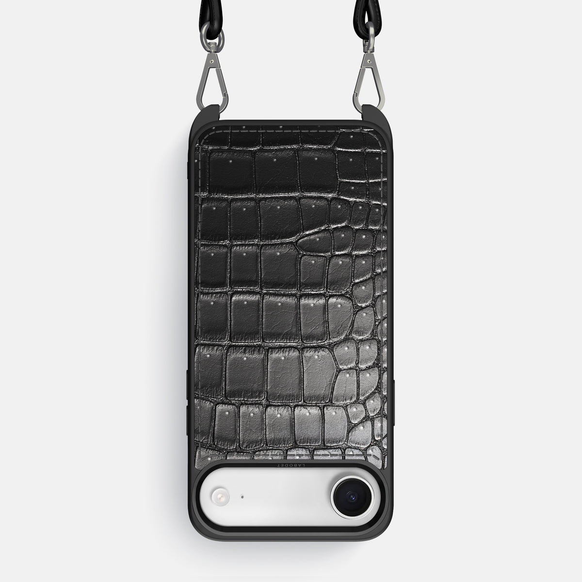 Crossbody Sport Case For iPhone 17 Air In Porosus Crocodile -1 | Shiny-Black