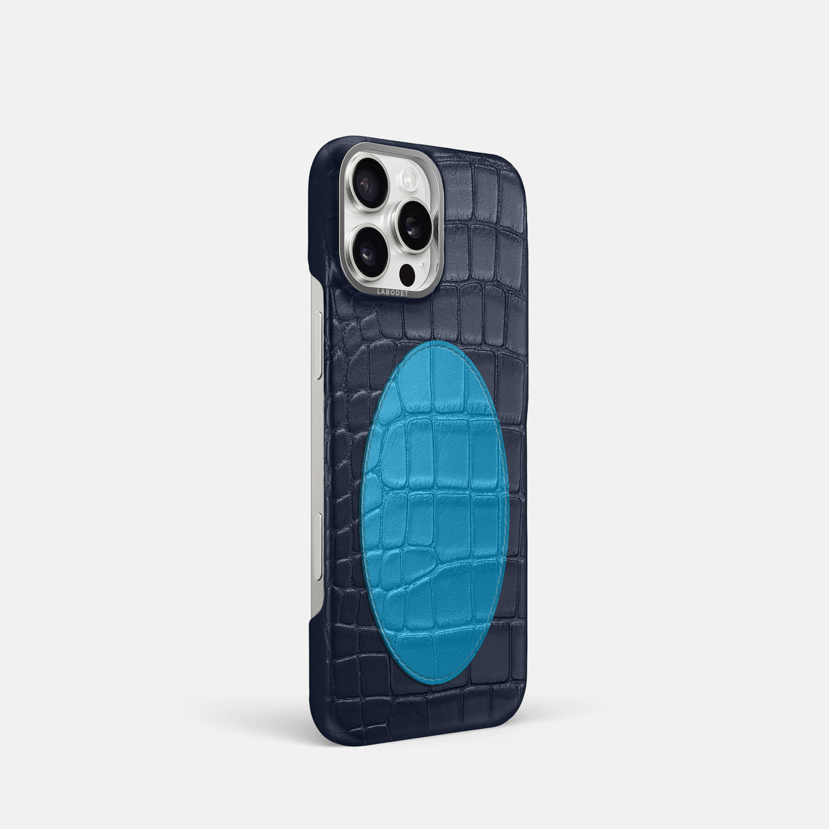 Classic Case With Oval For iPhone 16 Pro In Alligator -2 | Navy-Blue-Steel