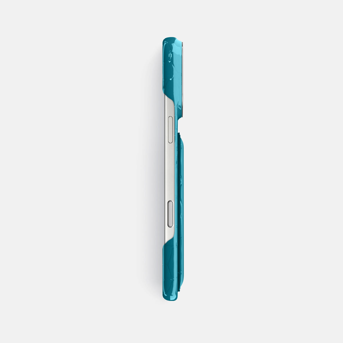 Double Card Case For iPhone 17 Pro Max In Shiny Alligator -3 | Curacao-Steel