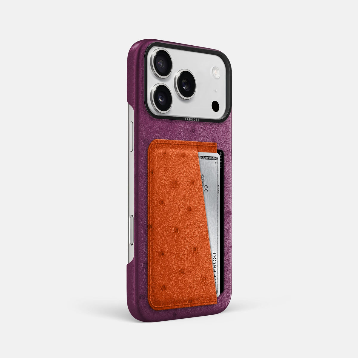 Double Card Case Coloré For iPhone 18 Pro Max In Ostrich -2 | Purple-Black