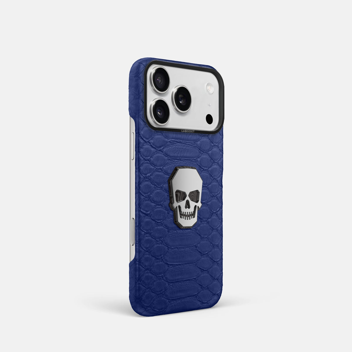 Classic Case With Titanium Skull For iPhone 18 Pro In Python -2 | Royal-Blue-Black