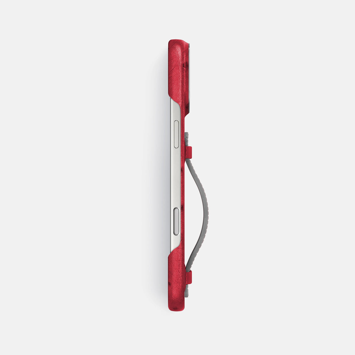 Center Handle Coloré For iPhone 17 Pro Max In Ostrich -2 | Red-Steel