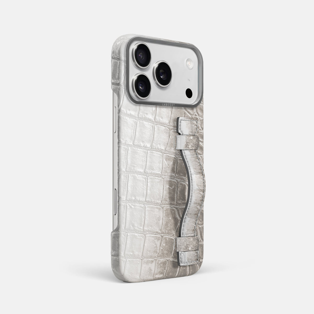 Handle Case For iPhone 18 Pro Max In Himalayan Crocodile -2 | Grey-Steel