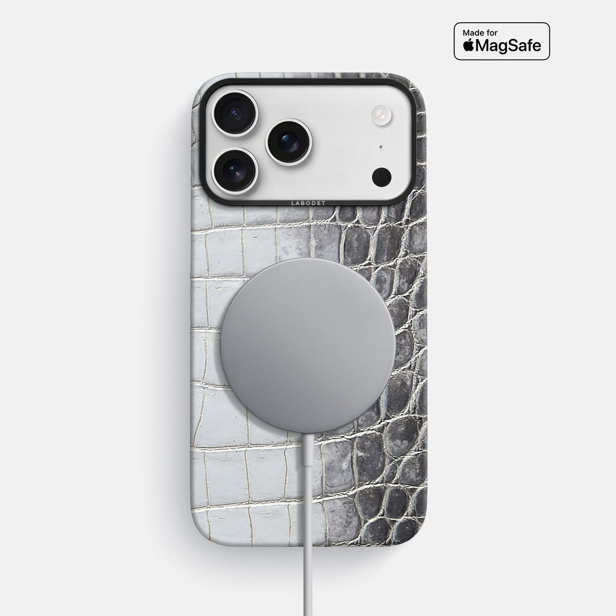 Classic Case For iPhone 18 Pro Max In Himalayan Crocodile -4 | Silver-Black