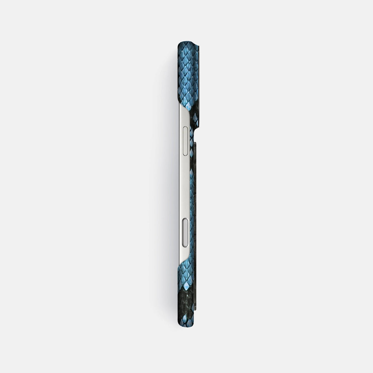Classic Case With Carbon Dragon For iPhone 18 Pro Max In Deluxe Python -3 | Pacific-Blue-Black