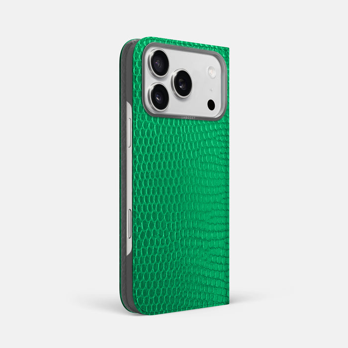 Folio Case For iPhone 17 Pro Max In Lizard -1 | Apple-Green-Steel