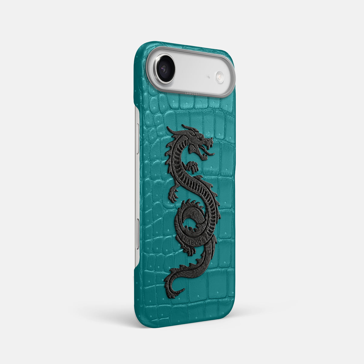 Classic Case With Carbon Dragon For iPhone 17 Air In Porosus Crocodile -2 | Celadon-Steel