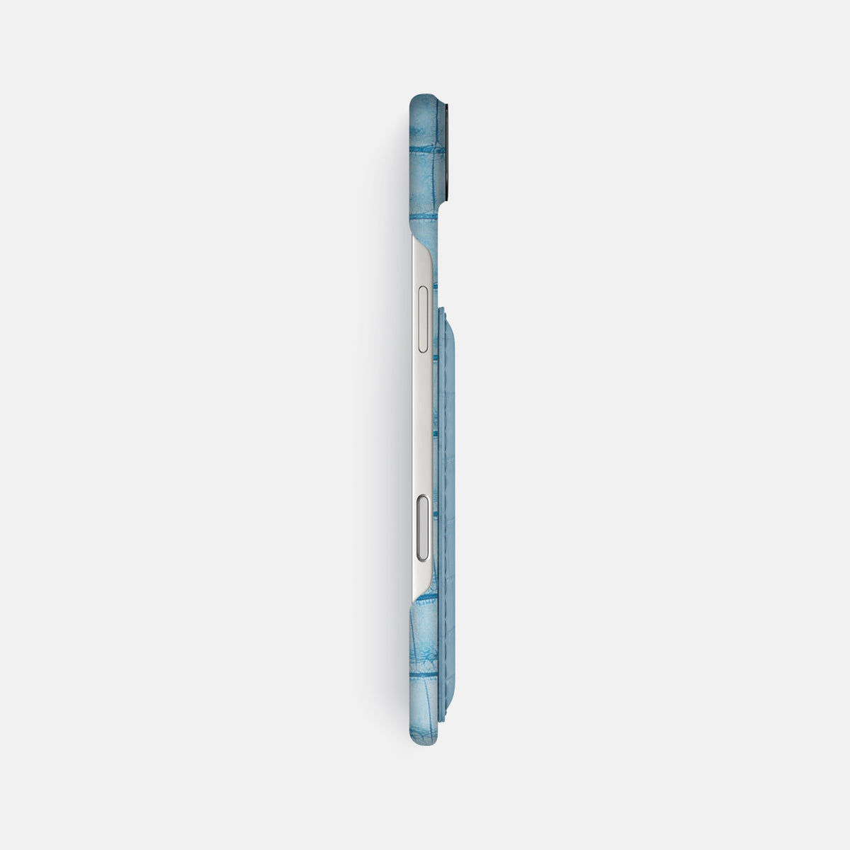 Double Card Case For iPhone 17 Air In Himalayan Crocodile -3 | Ice-Blue-Black