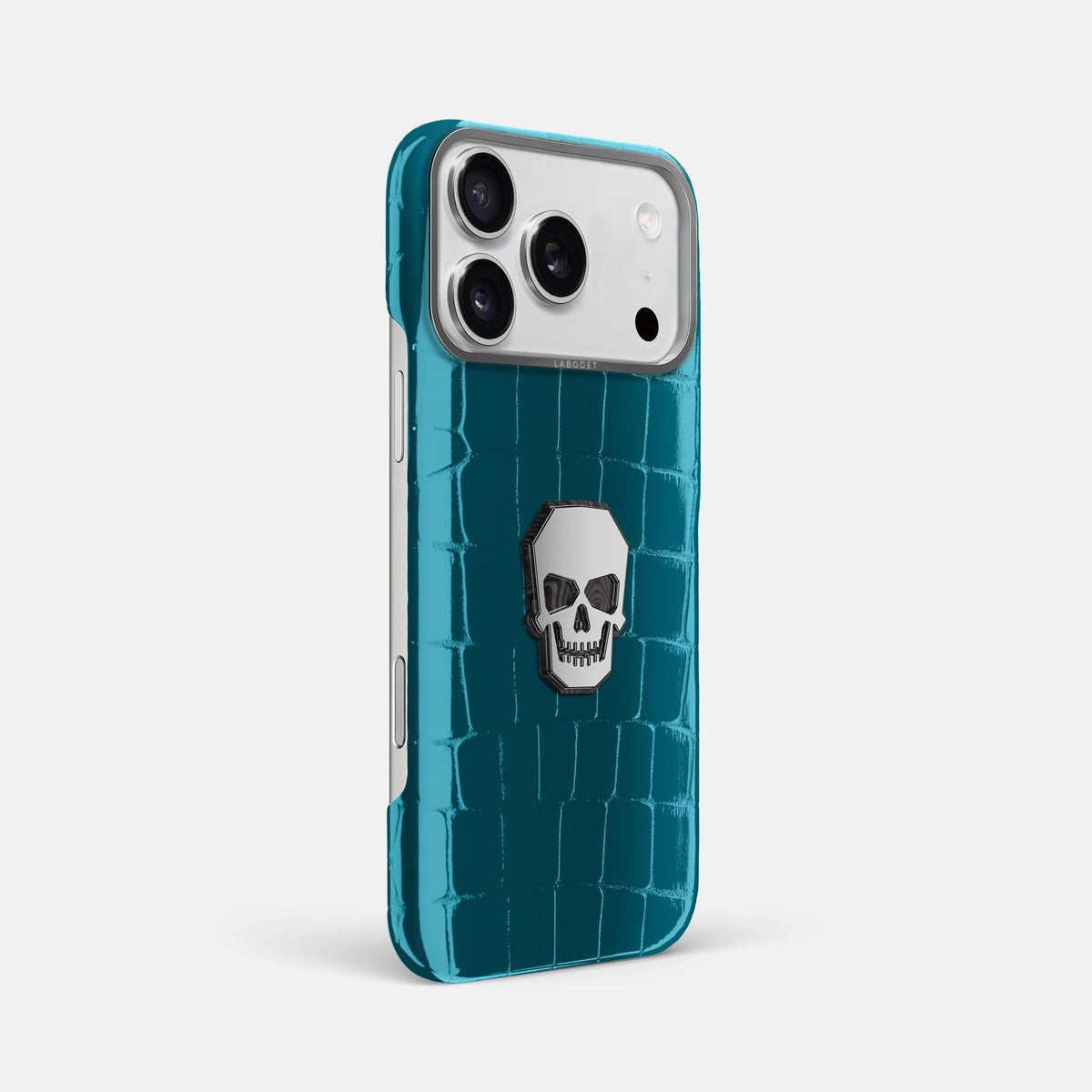 Classic Case With Titanium Skull For iPhone 18 Pro Max In Shiny Alligator -2 | Curacao-Steel