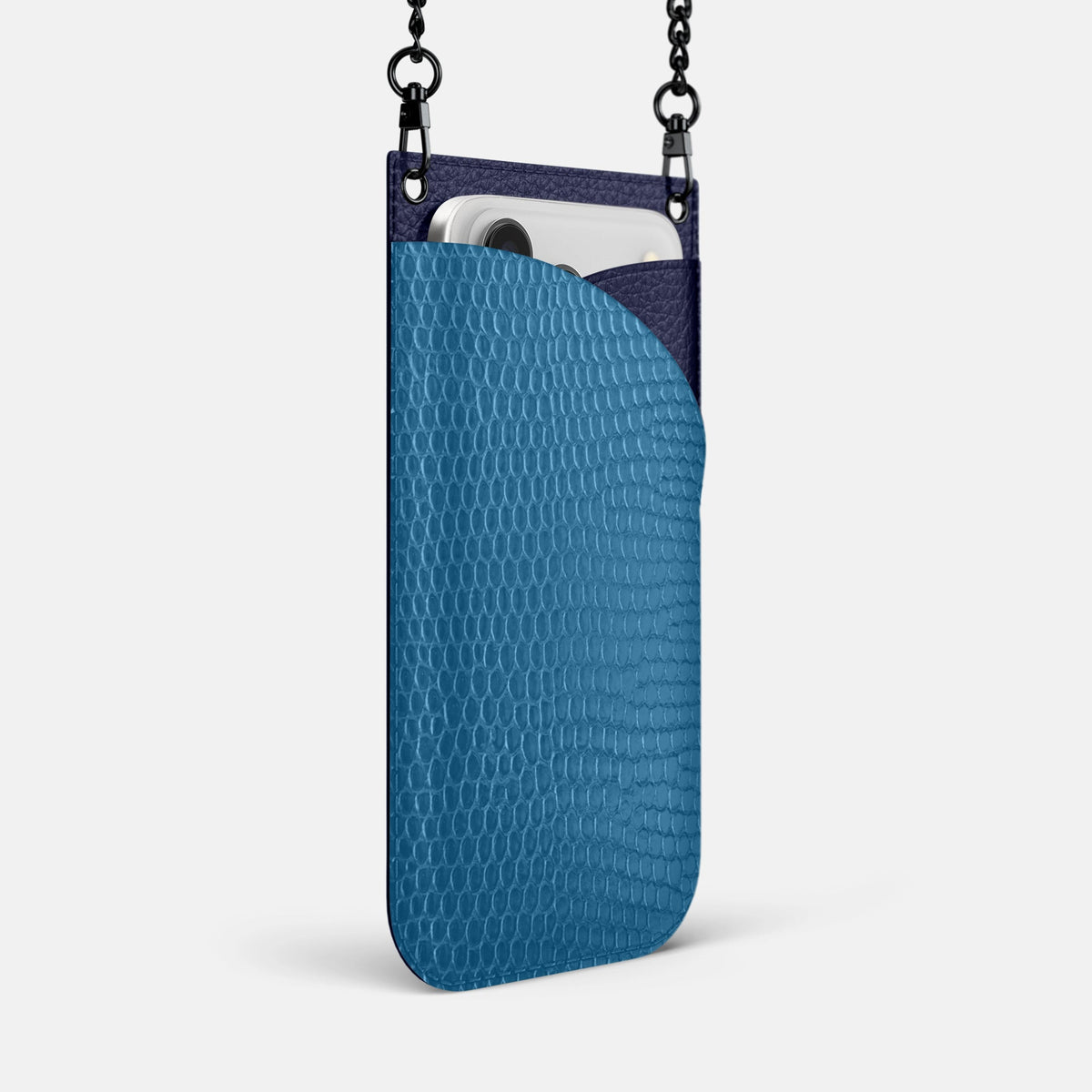 Crossbody Bag For iPhone 18 Pro Max In Lizard -2 | Blue-Black