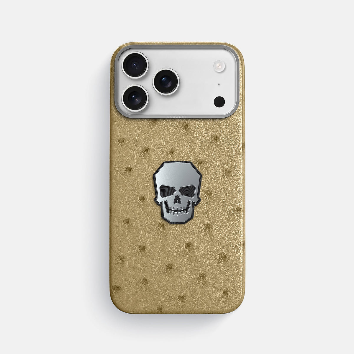 Classic Case With Titanium Skull For iPhone 18 Pro Max In Ostrich -1 | Desert-Sand-Steel