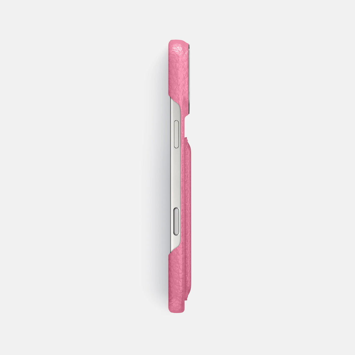 Double Card Case For iPhone 17 Pro Max In Calf -3 | Pink-Steel