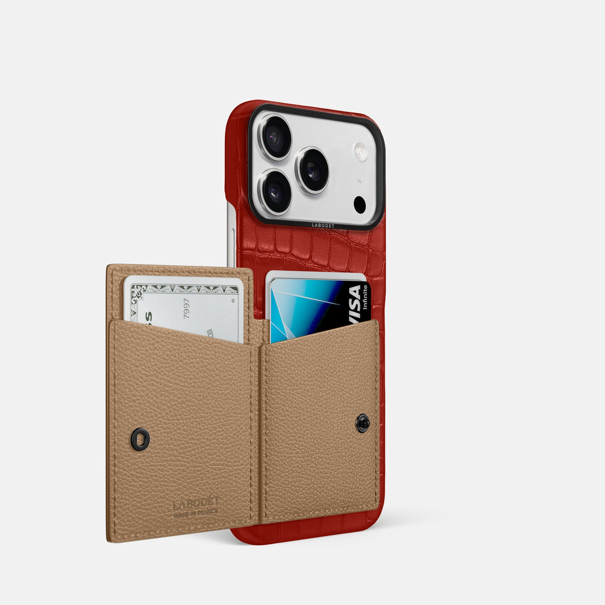 Bi-Fold Case For iPhone 18 Pro In Alligator -2 | Red-Black