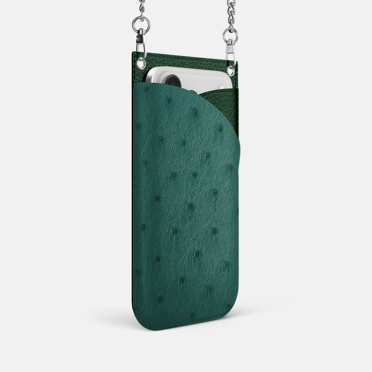 Crossbody Bag For iPhone 18 Pro In Ostrich -2 | Forest-Green-Steel