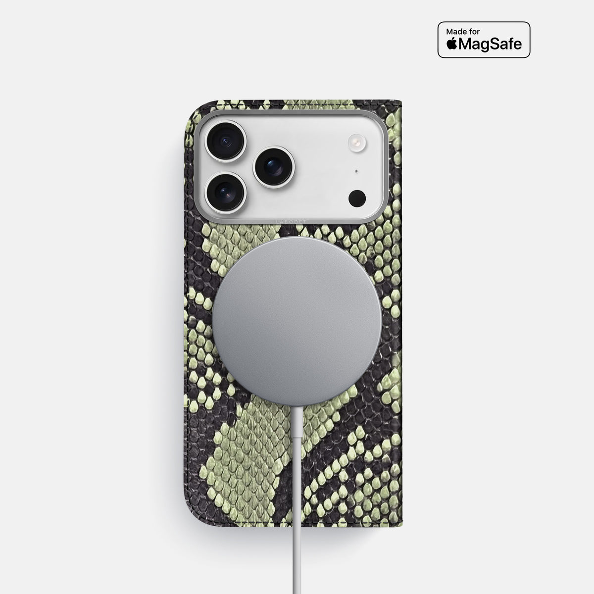 Folio Case For iPhone 17 Pro In Deluxe Python -3 | Army-Green-Steel