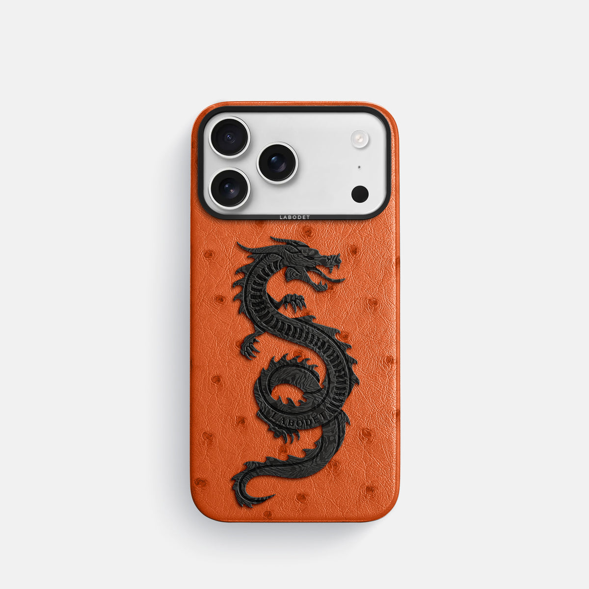 Classic Case With Carbon Dragon For iPhone 17 Pro In Ostrich -1 | Orange-Black