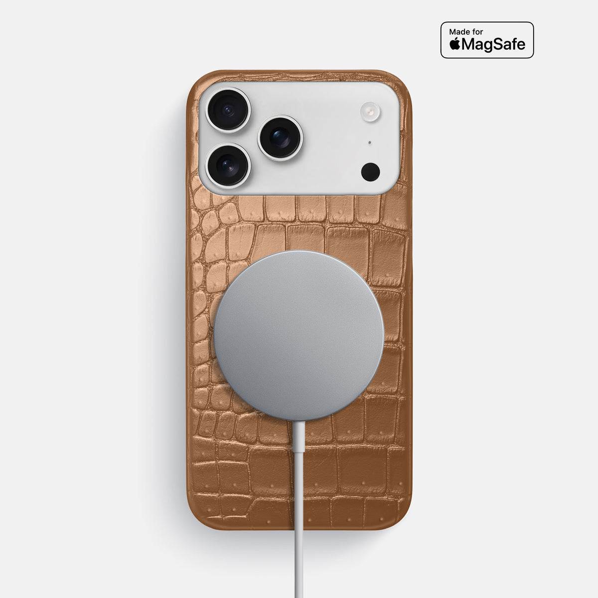 Slim Case For iPhone 17 Pro Max In Porosus Crocodile -5 | Milk-Chocolate