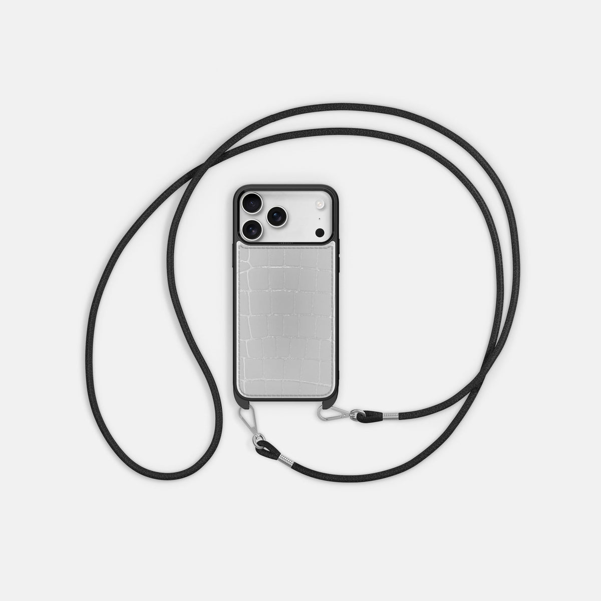 Crossbody Sport Case For iPhone 18 Pro Max In Shiny Alligator -5 | White