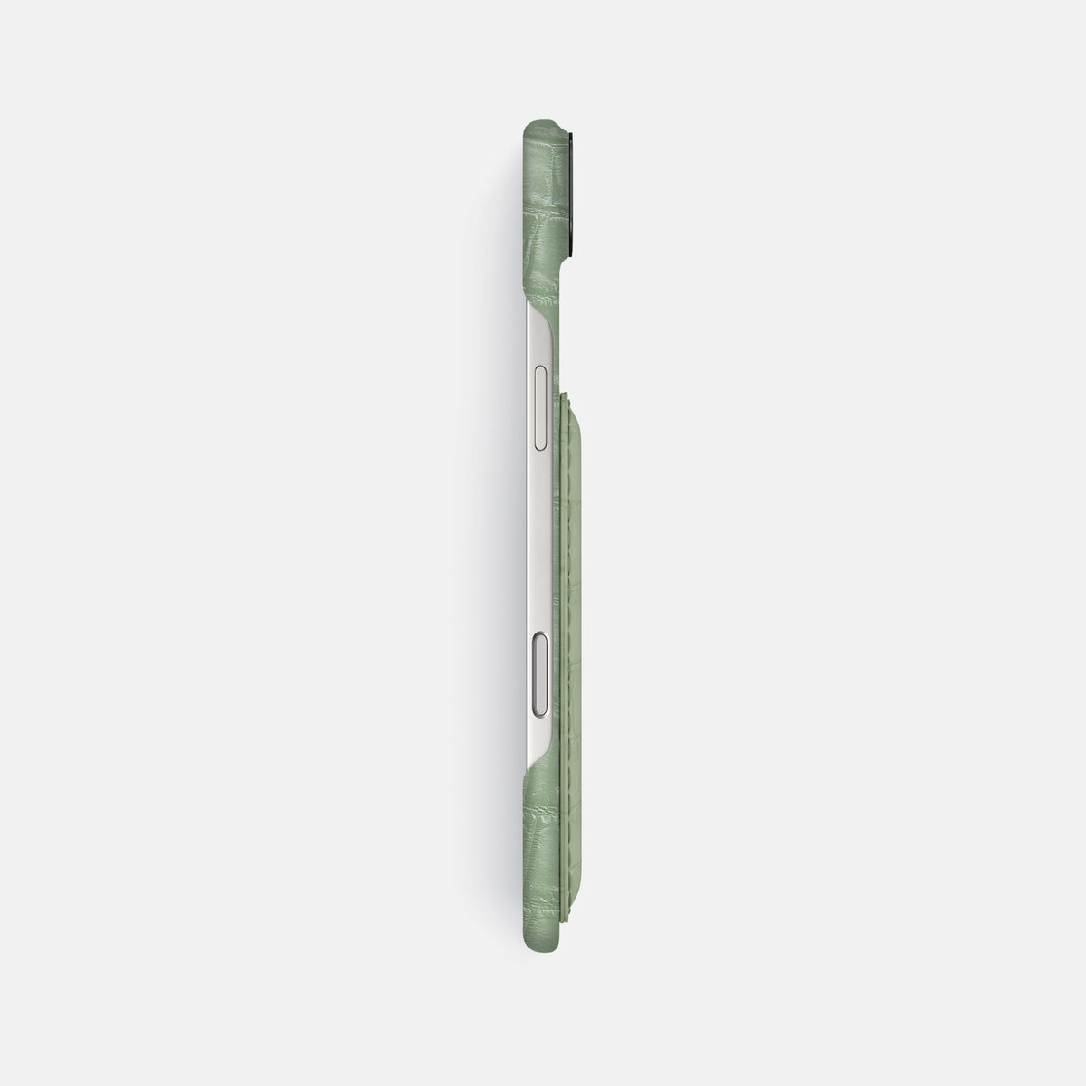 Double Card Case For iPhone 17 Air In Himalayan Crocodile -3 | Pistachio-Black