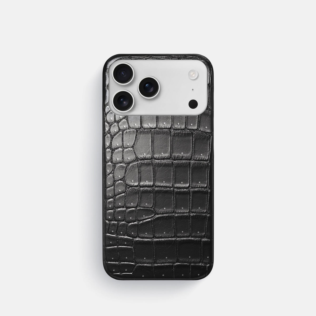 Slim Case For iPhone 18 Pro In Porosus Crocodile -1 | Shiny-Black