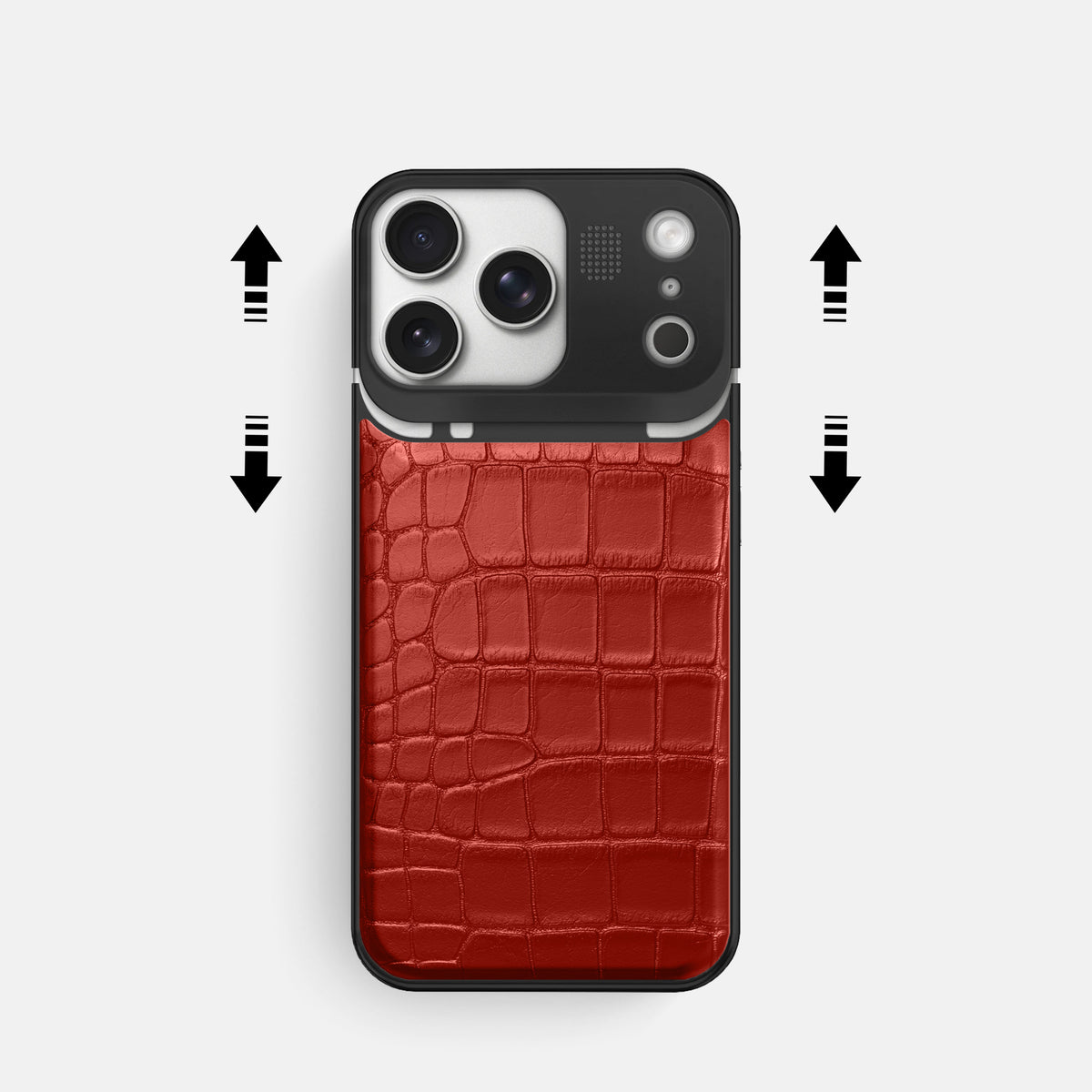 Metal Case For iPhone 17 Pro In Alligator -2 | Red-Black