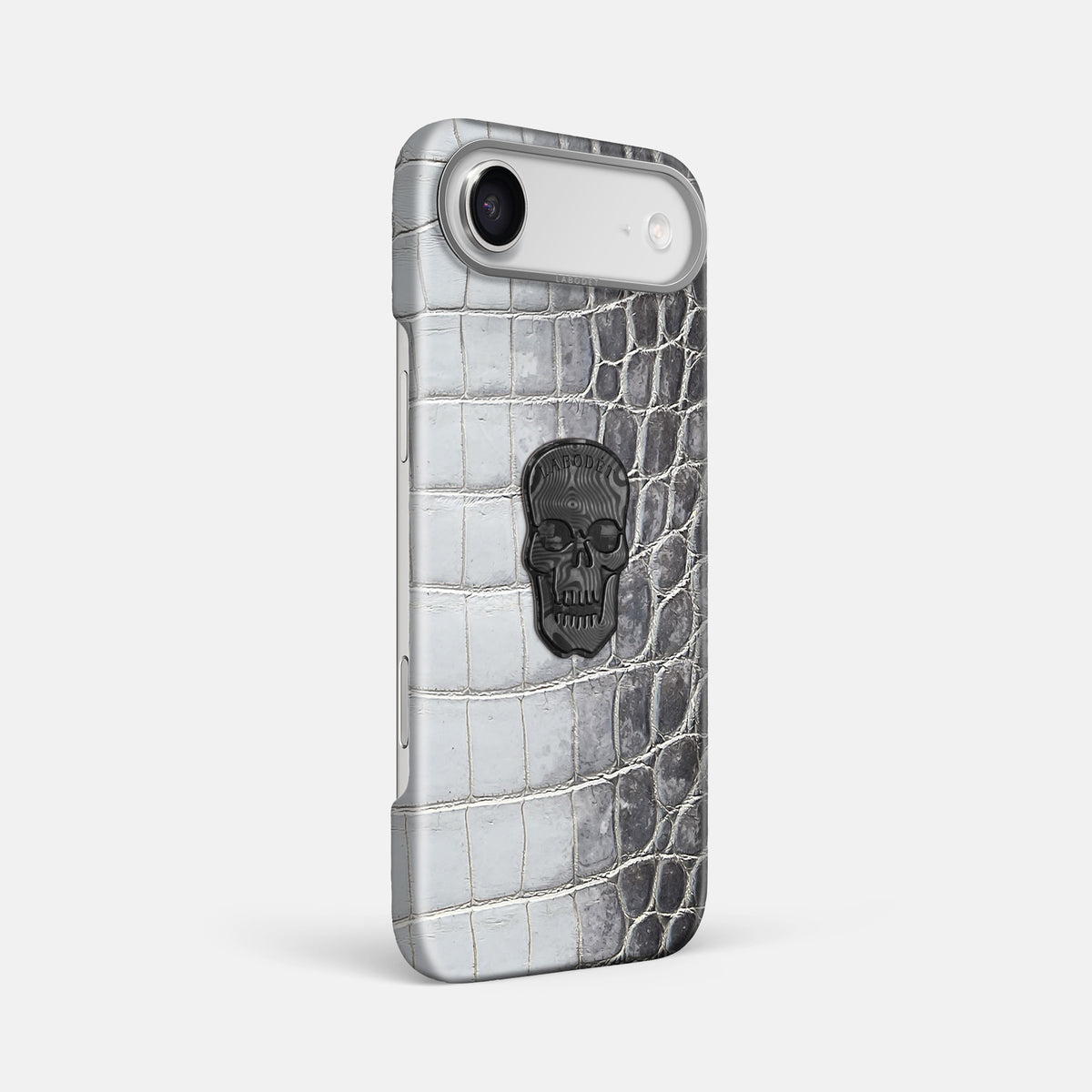 Classic Case With Carbon Skull For iPhone 17 Air In Himalayan Crocodile -2 | Silver-Steel