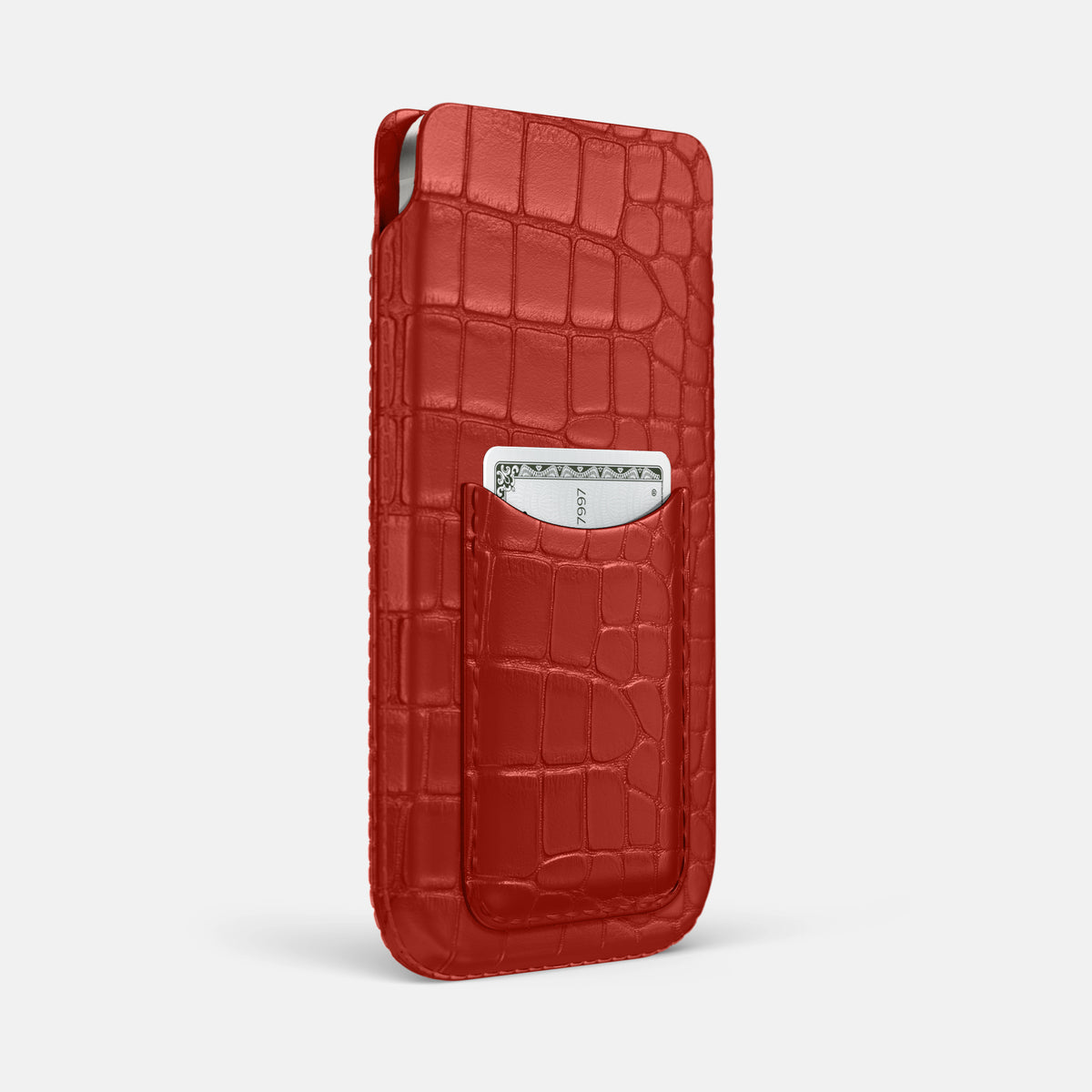 Pouch Card Case For iPhone 17 Pro Max In Alligator -2 | Red