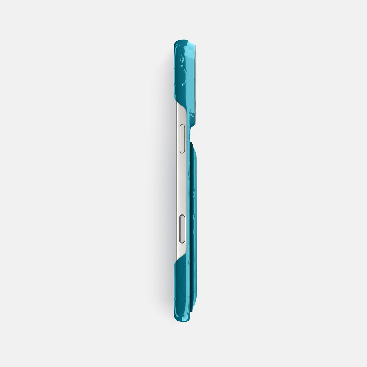 Double Card Case For iPhone 18 Pro Max In Shiny Alligator -3 | Curacao-Steel