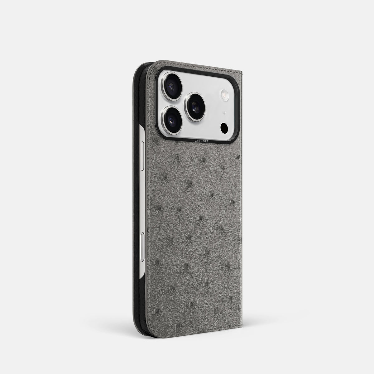 Folio Case For iPhone 17 Pro In Ostrich -1 | Grey-Black