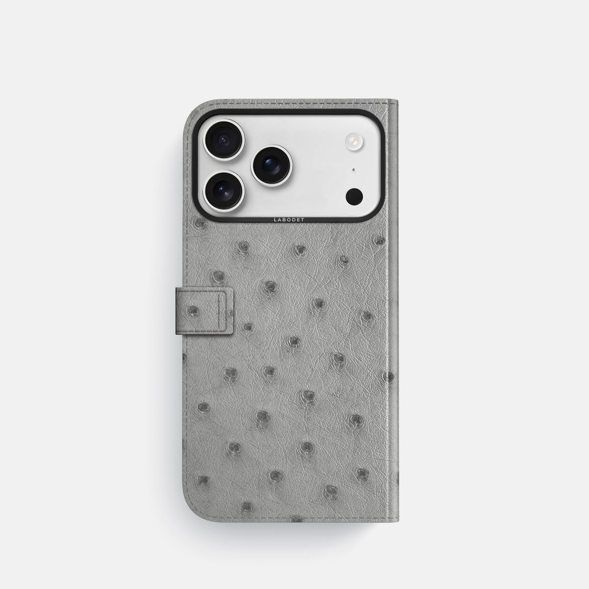 Folio Case with Clasp For iPhone 17 Pro In Ostrich -3 | Silver-Black