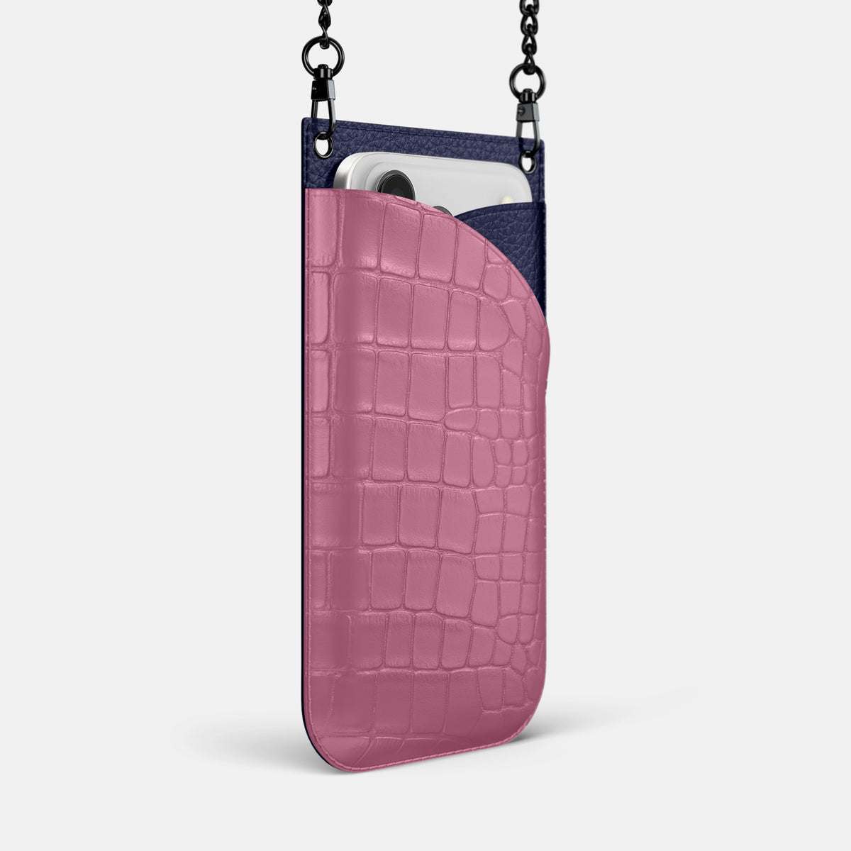 Crossbody Bag For iPhone 17 Pro In Alligator -2 | Pink-Lagoon-Black