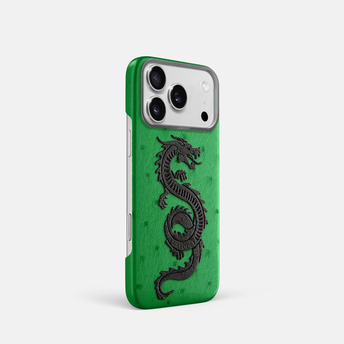 Classic Case With Carbon Dragon For iPhone 18 Pro In Ostrich -2 | Kentucky-Green-Steel