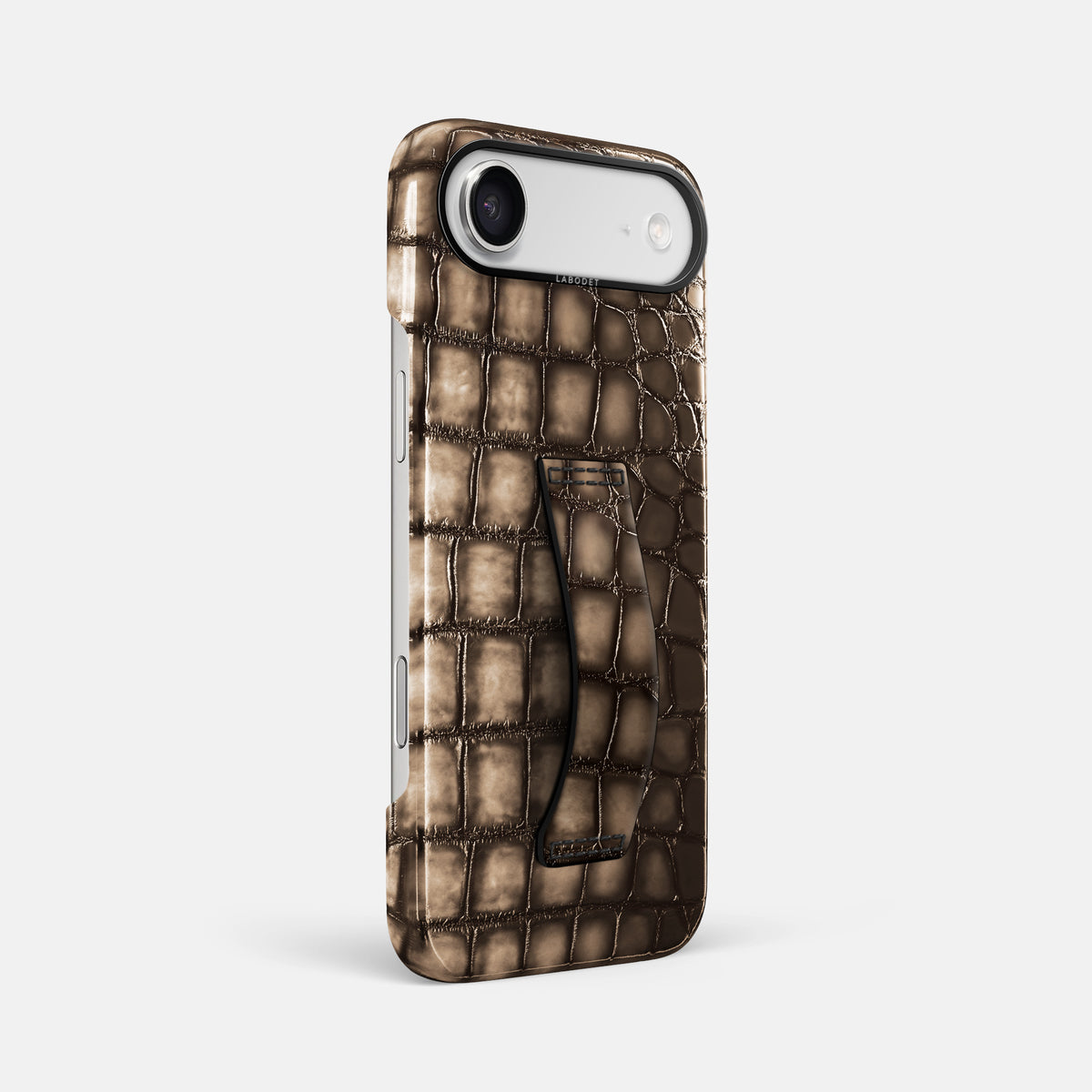 Finger Case For iPhone 17 Air In Patina Alligator -2 | Etoupe-Black