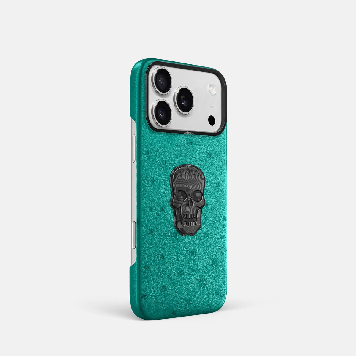 Classic Case With Carbon Skull For iPhone 18 Pro In Ostrich -2 | Turquoise-Black